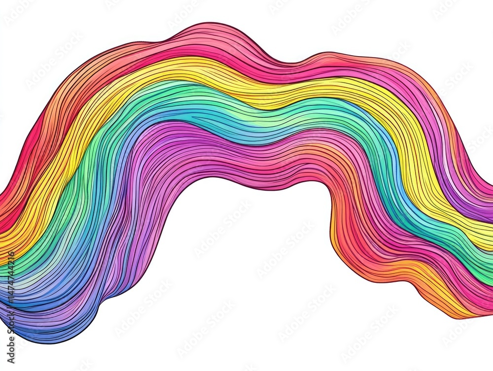 Poster abstract rainbow flowing lines. multicolored wavy lines creating a flowing, dynamic design. rainbow 