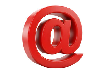 3D Red Email Symbol 3d rendering isolated on white background. Cartoon plastic style icon