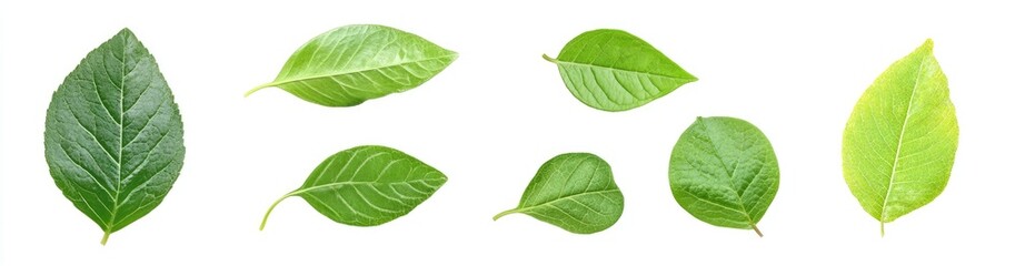 Obraz premium Vibrant Green Leaves Against White Background