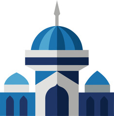 Modern Islamic Flat Mosque Illustration ,Clean Vector Design, Islamic Architecture Vector Art