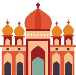 Modern Islamic Flat Mosque Illustration ,Clean Vector Design, Islamic Architecture Vector Art