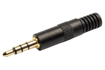 Audio jack connector for electronic devices isolated with transparent background