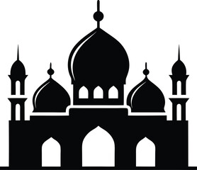 Modern Islamic Flat Mosque Illustration ,Clean Vector Design, Islamic Architecture Vector Art