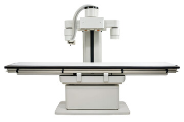 Modern medical diagnostic imaging table equipment isolated with transparent background