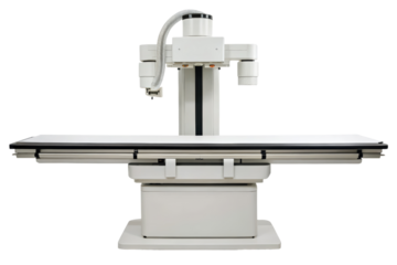 Modern medical diagnostic imaging table equipment isolated with transparent background