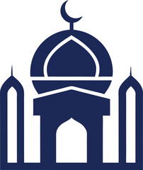 Modern Islamic Flat Mosque Illustration ,Clean Vector Design, Islamic Architecture Vector Art