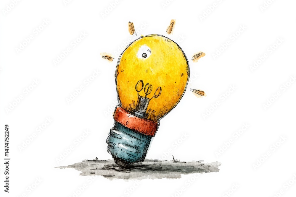 Aufkleber creative illustration of a bulb with a playful expression and vibrant colors in a whimsical style sh