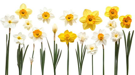 Fototapeta premium Collection of Isolated Yellow Cosmos Flowers on Transparent Background