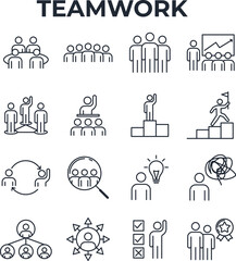 Teamwork icon set design template 