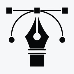 Vector Pen Tool Icon Isolated on Light Background for Graphic Design and Digital Illustration

