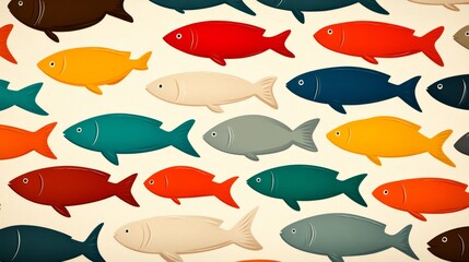 Fototapeta premium Colorful fish swimming together in vibrant patterns underwater scene digital art playful concept