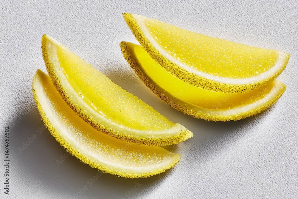 Aufkleber bright yellow lemon slices arranged on a clean surface during a sunny afternoon