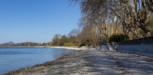 Lake constance,  beach and shoreline. Rudolfzell Bodensee, Baden Wurttemberg Germany. 