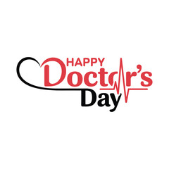 Happy doctor's day greeting card design with medical heartbeat symbol celebration concept
