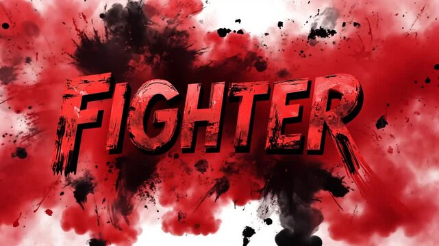 Bold text 'FIGHTER' with red splatter background