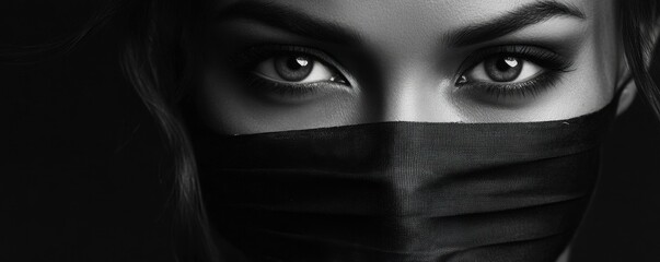 Woman Eyes Black Mask Stare
