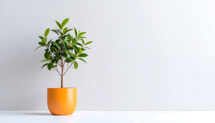 Solitary Serenity: A vibrant potted plant, with lush green leaves, stands as a symbol of life and freshness against a clean background.