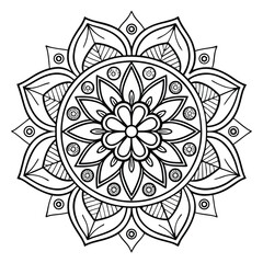 vector floral ornament Simple and elegant mandala in vector line art style, minimalistic approach using thin lines and soft curves. Symmetrical and balanced layout, perfect for modern decor, logos