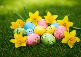 Fototapeta premium easter eggs in grass