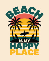 Naklejka premium Summer Beach Vector Art & Illustration, Tropical Beach T-Shirt Design