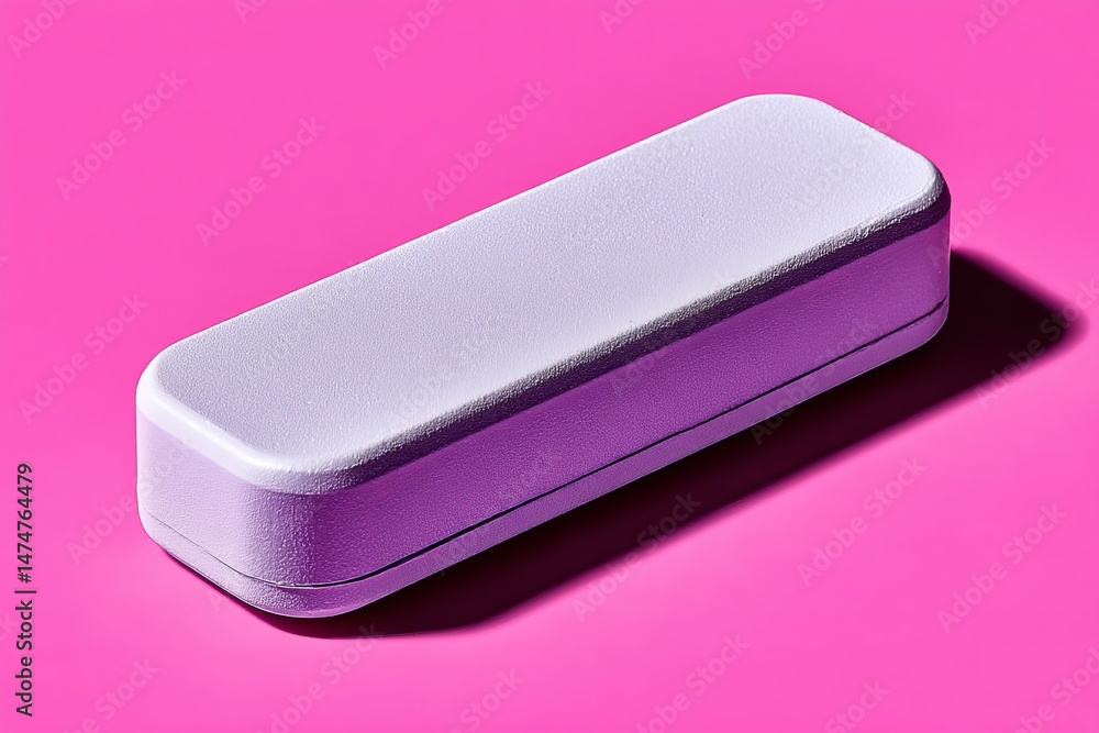Poster Simple white rectangular box on vibrant pink background with soft shadows and smooth texture