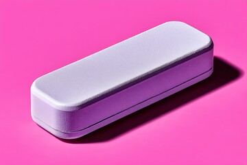 Simple white rectangular box on vibrant pink background with soft shadows and smooth texture