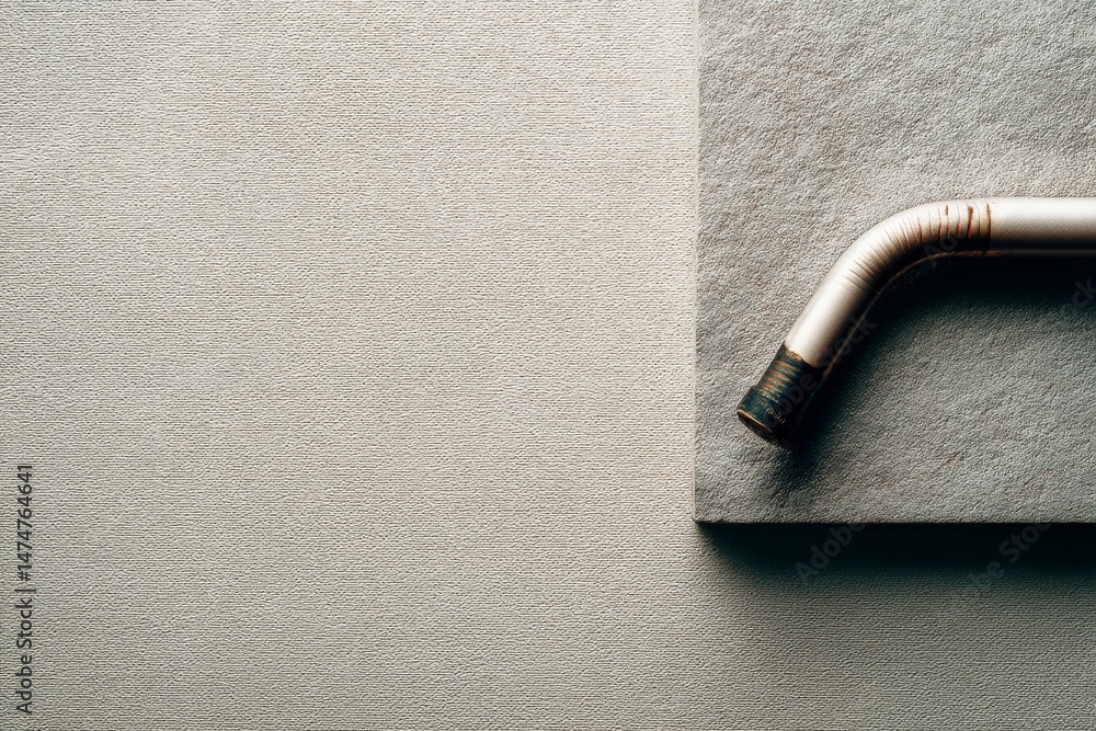 Aufkleber unique industrial design featuring a metal pipe on textured surface with neutral colors in modern se