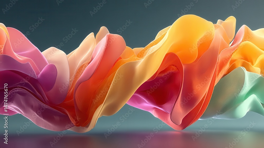 Poster wavy shape with soft gradient smooth colorful background generative ai,photo stocks