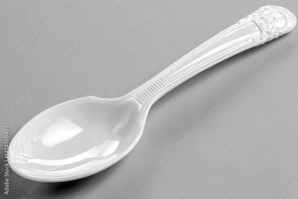 Poster elegant white spoon displayed on a neutral background showcasing detailed handle design with classic