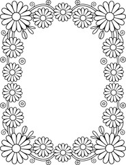 Floral Frame with Daisies - Vector Border Design