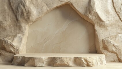 Stone cave backdrop with platform