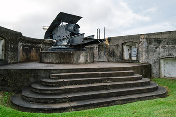cannon on Green Hill Fort, Thursday Island, Torres Strait, Queensland Australia, historic world war...