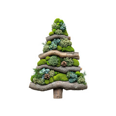 Eco-Friendly Moss and Wood Christmas Tree Decoration