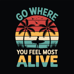 Summer beach Surfing T-Shirt Design Vector Art & Illustration