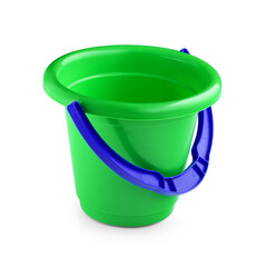 A baby's green bucket on a white background.