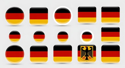 Flags Icons Various Shapes, Colors - Patriotic Design