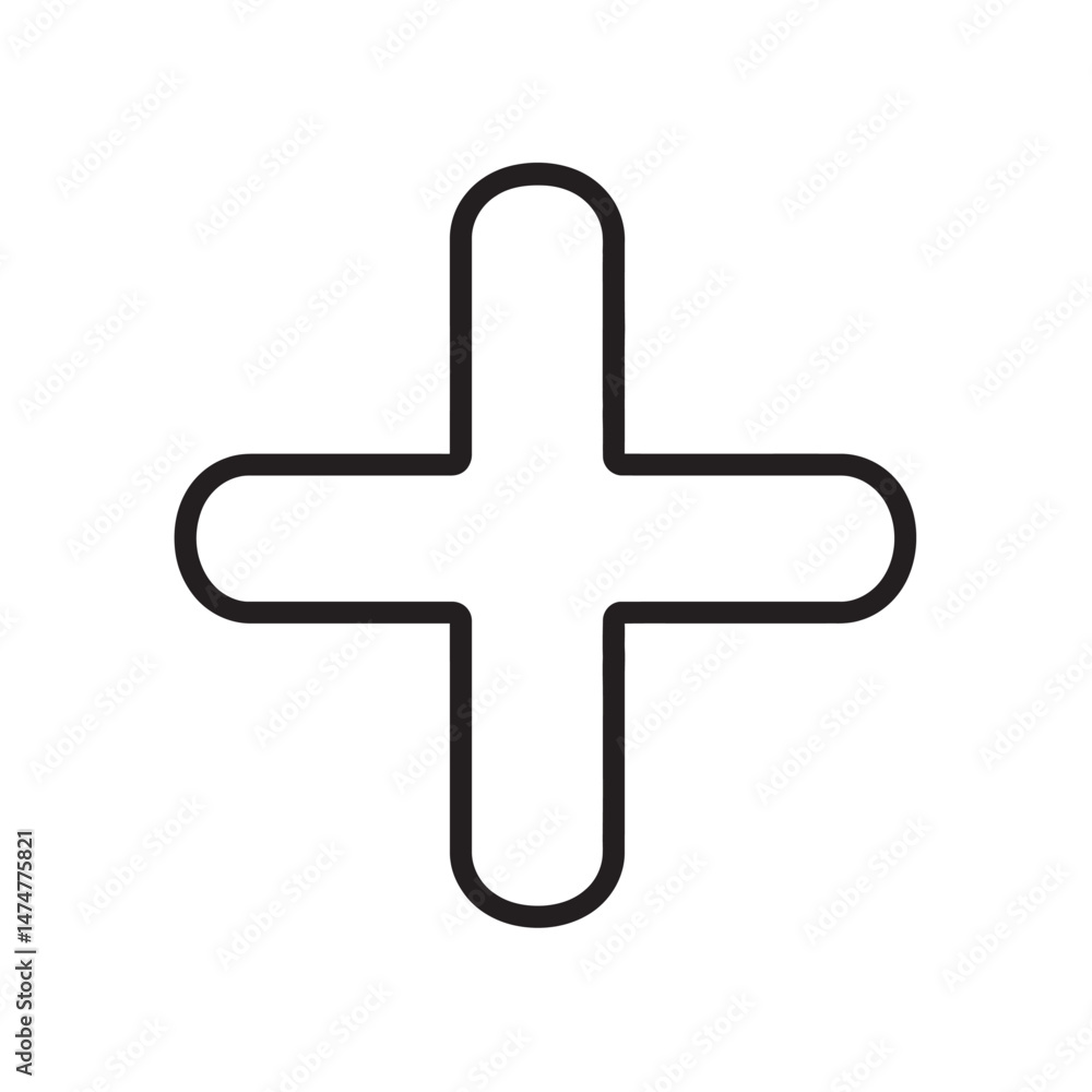 Aufkleber a simple black plus sign symbol with rounded edges creates a minimalistic visual