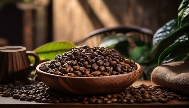 bali s local coffee beans featuring a deep roasted flavor displayed in a rustic bowl