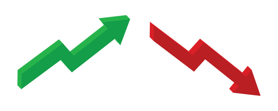 up and down arrows in 3d style. Vector illustration