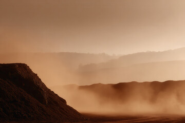 open pit mine in peru at soft twilight featuring dramatic contrasts