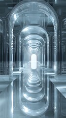 Architectural arched hallway series perspective render