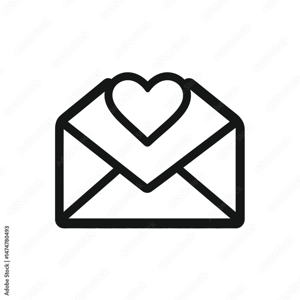 Poster A simple icon shows an opened envelope with a prominent heart shape inside; transparent