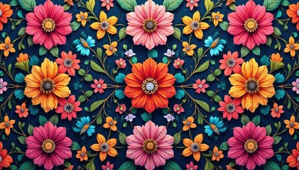 Intricate floral textile design, repeating motif , ornate, elegant, modern