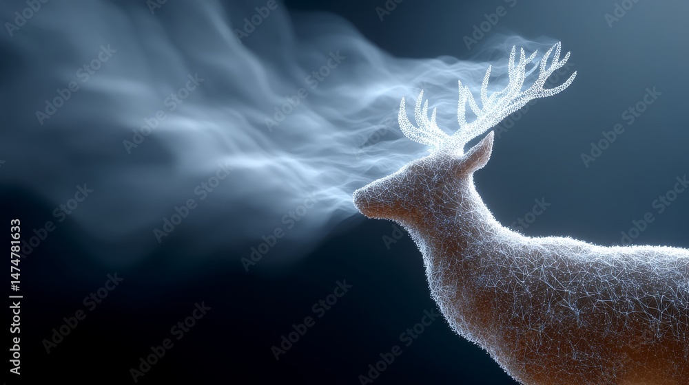Aufkleber ethereal deer formed from mist and light creating a serene and calming visual experience