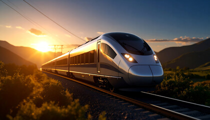 Naklejka premium train on the railway