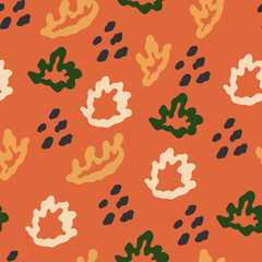 Summer seamless pattern. Abstract hand drawn botanical background pattern. Vector summer design for background, fabric, textile, wall art design.