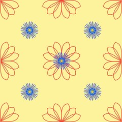 seamless floral pattern,it is a flower pattern with petals and stamens arranged together to create a beautiful,simple image that is not easy onthe eyes,it is a pattern created using geometric shapes.