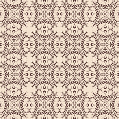 Seamless pattern featuring an elegant floral design with geometric symmetry and subtle color variations