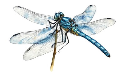 Stunning Blue Dragonfly: A Detailed Watercolor Illustration