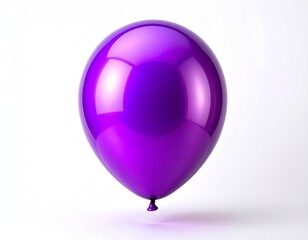 Glossy purple balloon with vibrant shine isolated on white